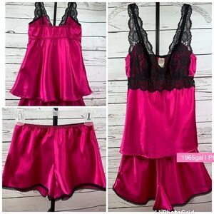 Avon 2-piece Shorty Pajamas Set Magenta Pink black
